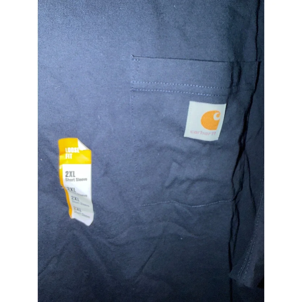 Carhartt K87 Pocket T-Shirt Mens 2XL Navy Blue New Loose Fit Heavyweight Cotton